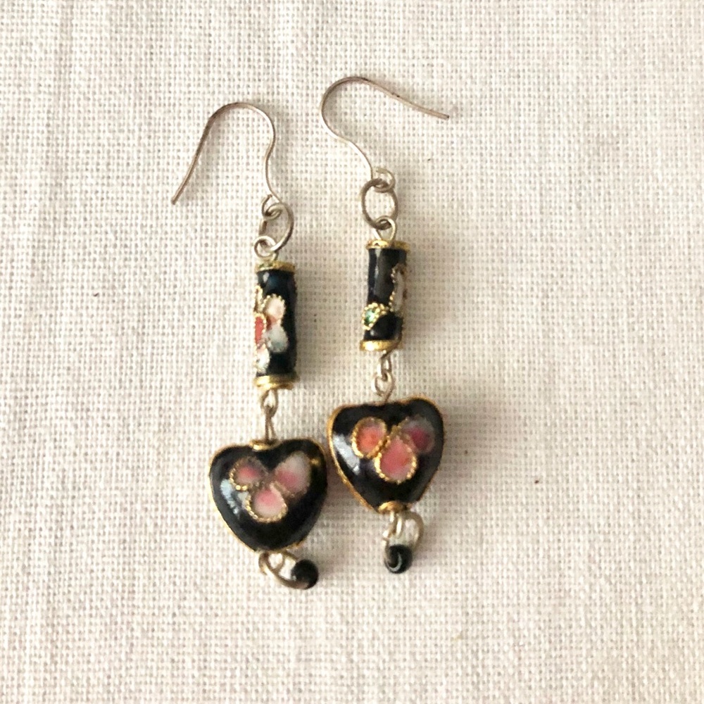 Vintage Asian theme dangle pierced earrings